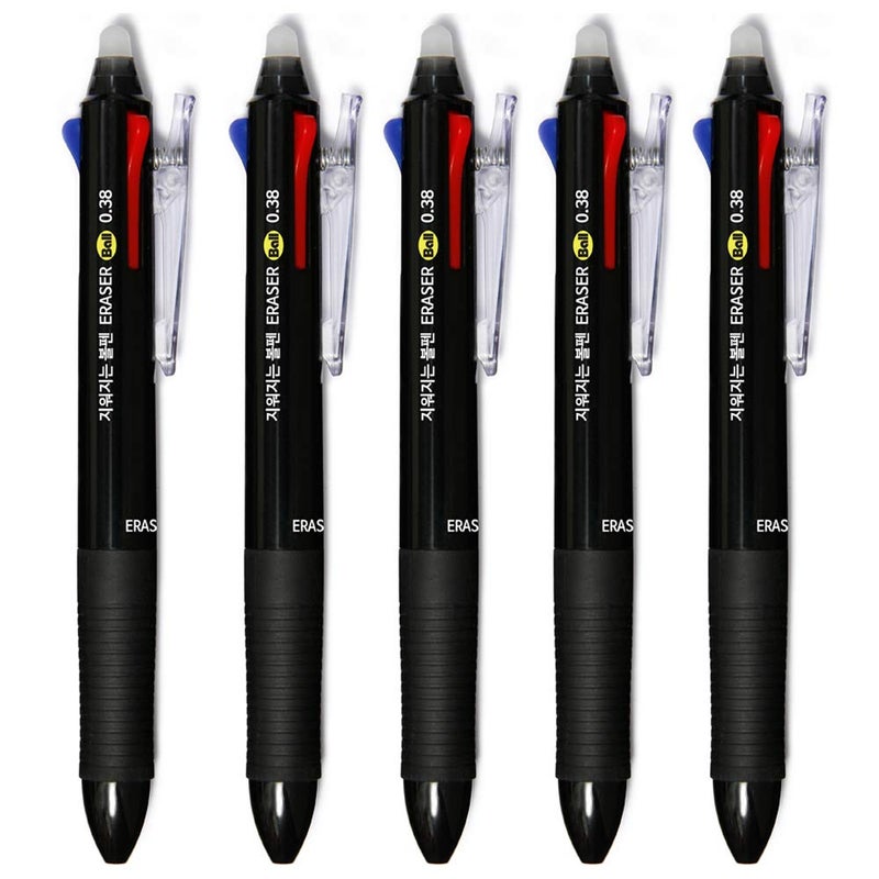 EraserBall ERASER BALL 3 Color 0.38mm, Erasable Gel Pen and Refills, Black Blue Red Ink, MB-300 (5 Pens) - Image 1